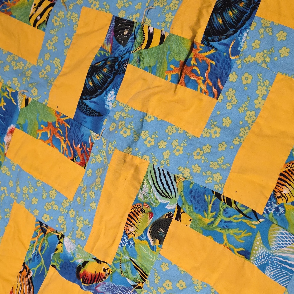 Colorful Fish Pattern Homemade Quilt - Picture 2 of 4